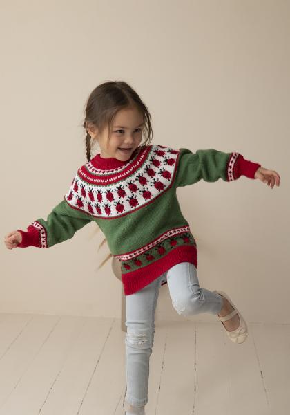 "Mariehøne" Genser - Viking Design 2314-8 Kit - 1 - 8 år - Viking Baby merino