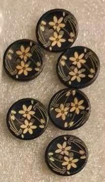 Træknap, brun med blomster, 30 mm