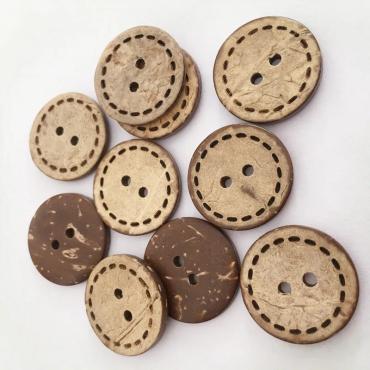 Kokos Knap med syning, 20 mm