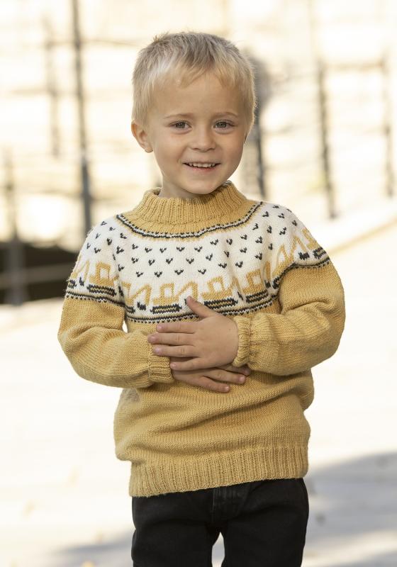 "Gravemaskine" Tröja- Viking Design 2424-10 Kit - 1 - 8år - Viking Baby merino