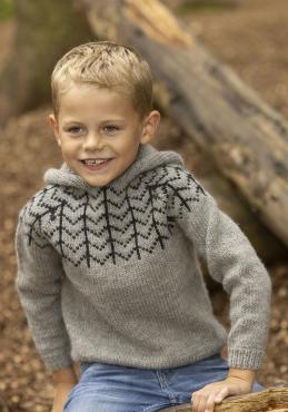 "Gunilla" genser med hætte - Viking Design 2332-11B Kit - 2 - 12 år - Viking Wool