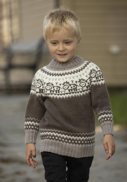 "Fagros - ko" Genser- Viking Design 2424-7 Kit - 1 - 8år - Viking Baby merino 