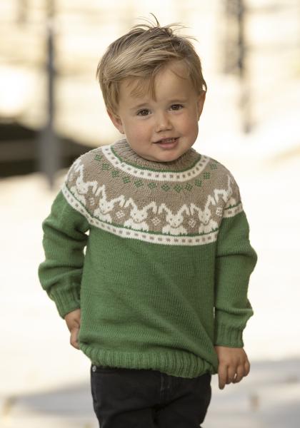 "Harepus - kanin" Genser- Viking Design 2424-6C Kit - 1 - 8år - Viking Baby merino