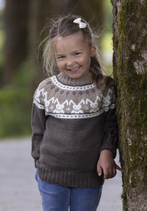 "Harepus - kanin" Tröja- Viking Design 2424-6A Kit - 1 - 8år - Viking Baby merino