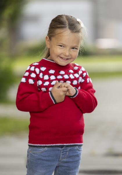 "Mæh mæh lille lam" Genser- Viking Design 2424-5 Kit - 1 - 8år - Viking Baby merino 
