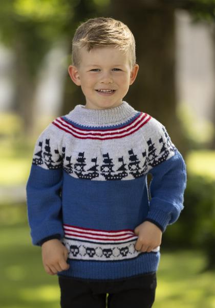 "Sørøver" Genser- Viking Design 2424-4 Kit - 1 - 8år - Viking Baby merino 