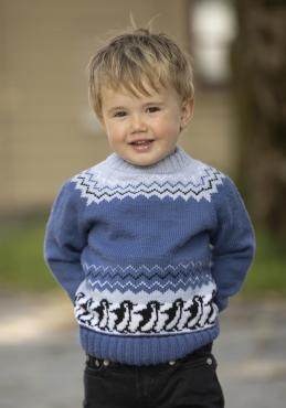 "Sørpolen - Pingviner" Genser- Viking Design 2424-3 Kit - 1 - 8år - Viking Baby merino