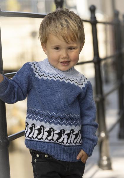 "Sørpolen - Pingviner" Genser- Viking Design 2424-3 Kit - 1 - 8år - Viking Baby merino