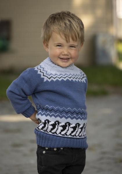 "Sørpolen - Pingviner" Genser- Viking Design 2424-3 Kit - 1 - 8år - Viking Baby merino