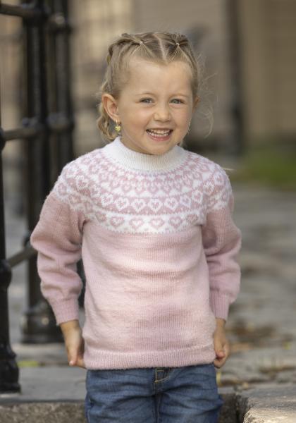 "Hjerte" Genser- Viking Design 2424-2C Kit - 1 - 8år - Viking Baby merino