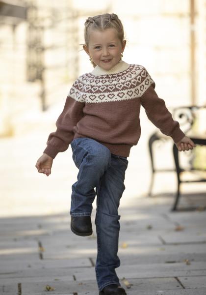 "Hjerte" Genser- Viking Design 2424-2B Kit - 1 - 8år - Viking Baby merino