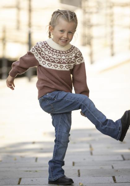 "Hjerte" Genser- Viking Design 2424-2B Kit - 1 - 8år - Viking Baby merino