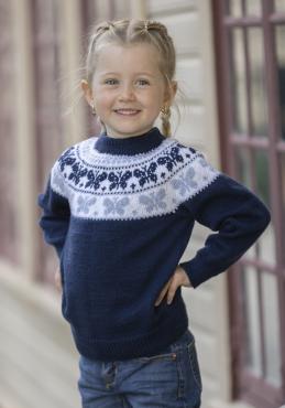 "Butterfly - sommerfugle" Genser- Viking Design 2424-1B Kit - 1 - 8år - Viking Baby merino