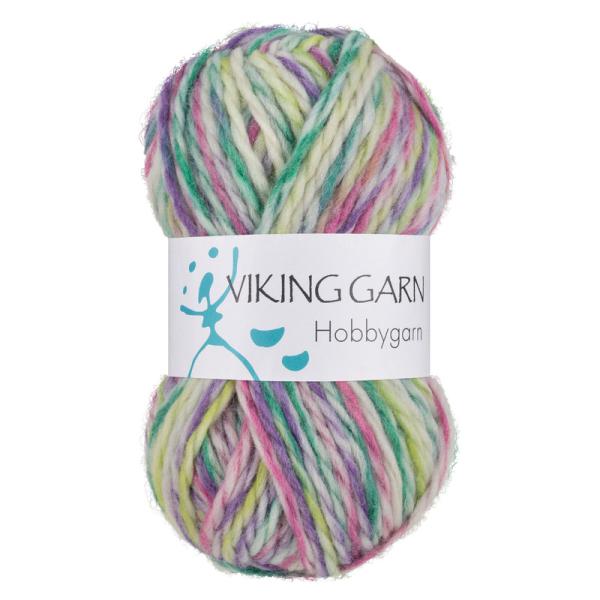 Viking Hobbygarn 980 multi lilla/grøn