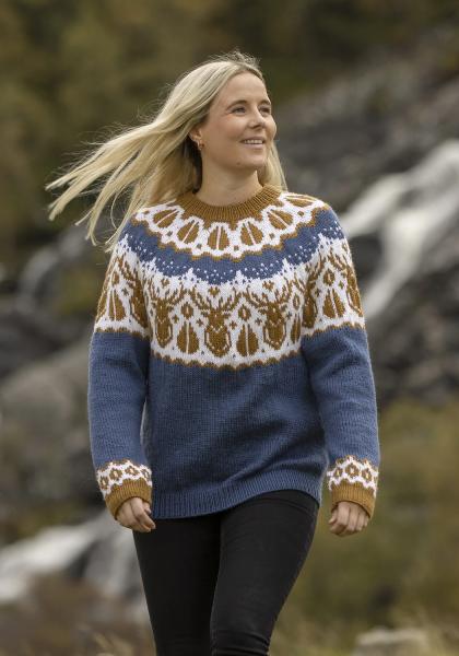"Hjorte" Genser - Viking Design 2336-8D Kit - XS-XXL - Viking Eco Highland Wool