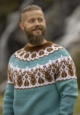 "Hjorte" Genser - Viking Design 2336-8C Kit - XS-XXL - Viking Eco Highland Wool