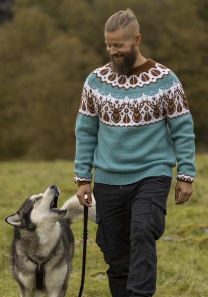 "Hjorte" Genser - Viking Design 2336-8C Kit - XS-XXL - Viking Eco Highland Wool