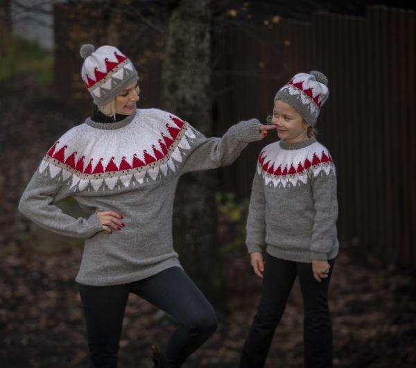 "Nisse" Genser og hue - Viking Design 2032-5A Kit - 2 - 12 år - Viking Alpaca Storm