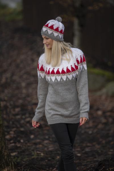 "Nisse" Genser og hue - Viking Design 2032-3 Kit - XXS-XXXL - Viking Alpaca Storm