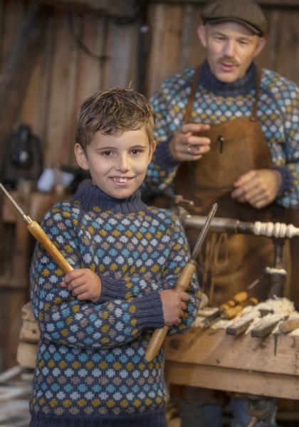 "Oppfinner" Genser - Viking Design 2020-1A Kit - 2-14 År - Viking Eco Highland Wool