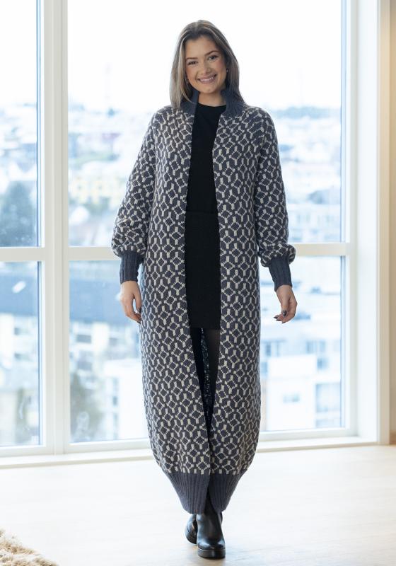 "Supporter" lång cardigan- Viking Design 2307-3 Kit - XS-XL - Viking Alpaca Storm
