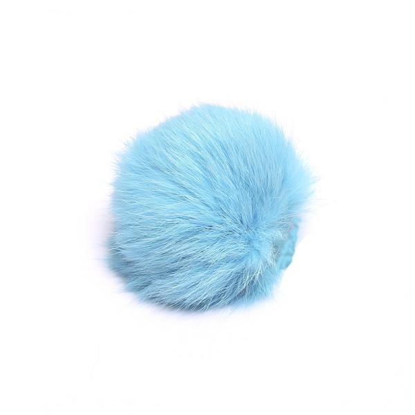 Pompom Pelskvast Kaninhår 60 mm - Lyseblå