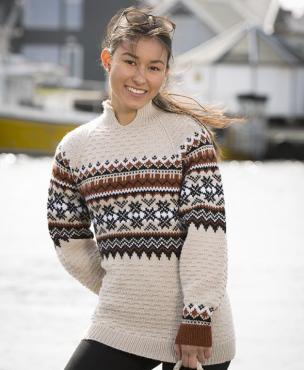 "Fryd" Genser, "Modell Troy" til damer - Viking Design 1709-1 Kit - XS-XXL - Viking Alpaca Storm