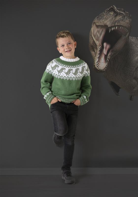 "Dino" Tröja och mössa - Viking Design 2131-6 Kit - 2-12 År - Viking Alpaca Storm