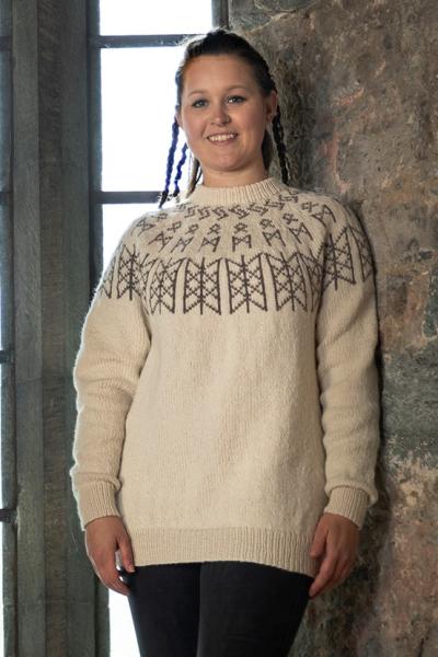 "Skulds Nett" Genser, "Model Verdande" - Viking Design 2127-3B Kit - XS-XXXL - Viking Eco Highland Wool