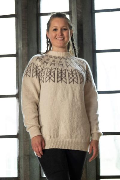 "Skulds Nett" Genser, "Model Verdande" - Viking Design 2127-3B Kit - XS-XXXL - Viking Eco Highland Wool