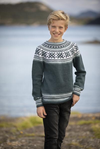 "Mikkel" Genser - Viking Design 2001-4 Kit - 1-12 År - Viking Alpaca Storm