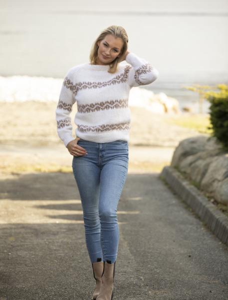 "Oleanda" Genser - Viking Design 2213-7 Kit - XS-XL - Viking Trend Merino Petite og Viking Kid-Silk