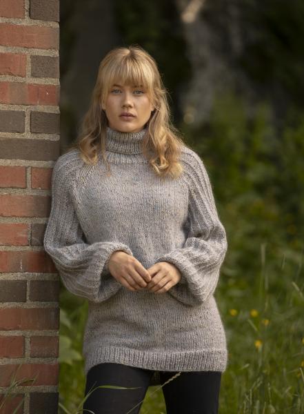"Duva" Genser - Viking Design 2128-10 Kit - XXS-XXXL - Viking Alpaca Picasso Tweed og Viking Kid-Silk