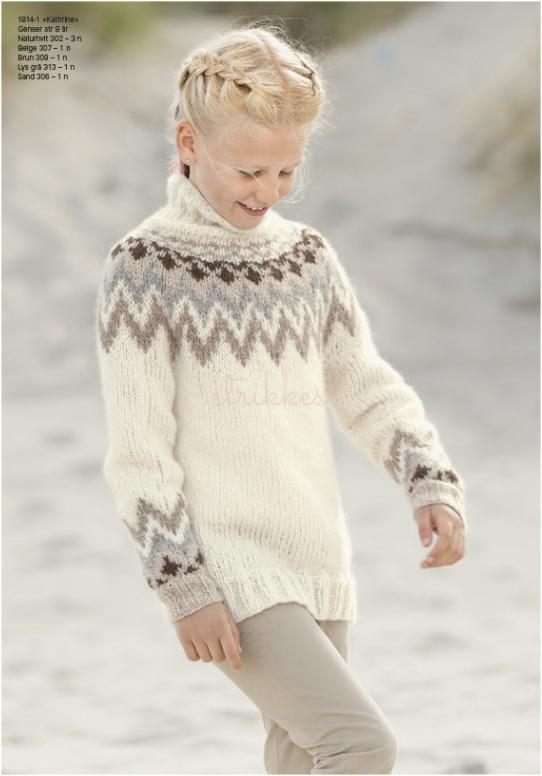 "Kathrine" Tröja - Viking Design 1814-1 Kit - 2-12 År - Viking Alpaca Bris