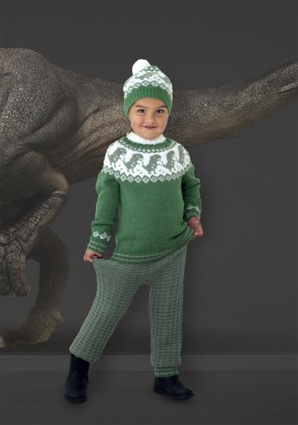 "Dino" Genser, bukser og hue - Viking Design 2131-6A Kit - 2-12 År - Viking Alpaca Storm