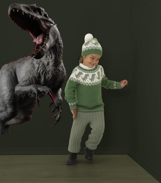 "Dino" Genser, bukser og hue - Viking Design 2131-6A Kit - 2-12 År - Viking Alpaca Storm