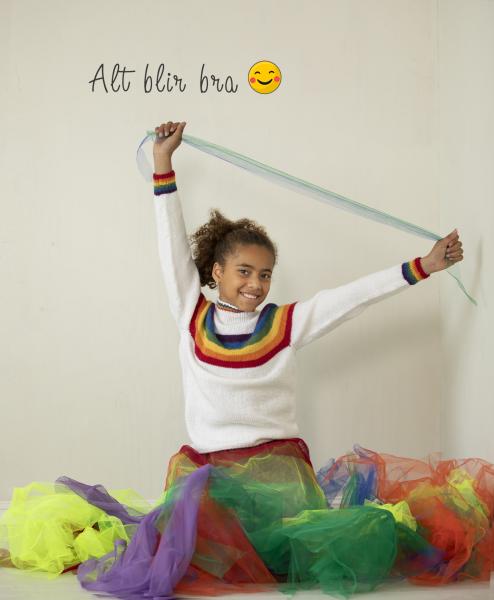 "Alt bliver godt" Genser og hue - Viking Design 2131-3 Kit - 2-12 År - Viking Alpaca Storm