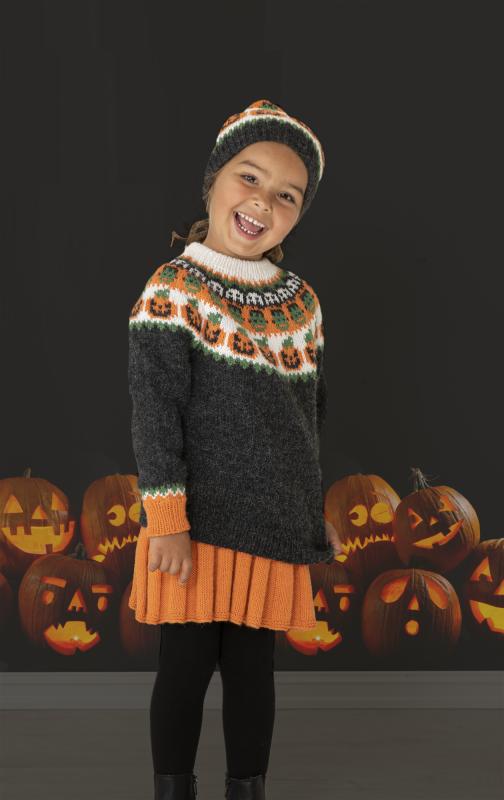"Halloween" Tröja, kjol och mössa - Viking Design 2131-2B Kit - 2-12 År - Viking Alpaca Storm