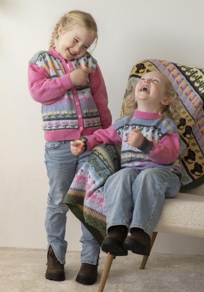 Flamingo cardigan - Viking Design 2401-5 Kit - 2 - 12 år - Viking Baby ull