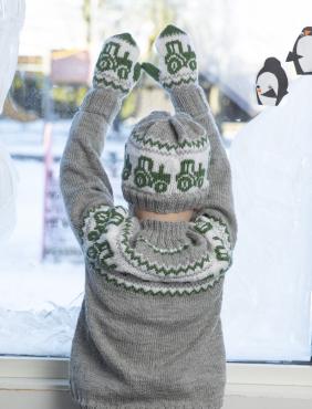 Traktor Hue og vanter - Viking Design 2110-6B Kit - 2 - 12 år - Viking Frøya