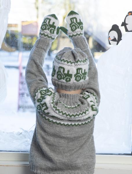 Traktor Hue og vanter - Viking Design 2110-6B Kit - 2 - 12 år - Viking Frøya