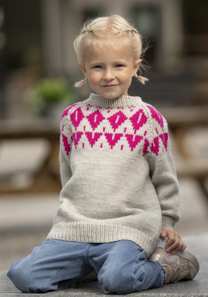 Lyngheia genser - Viking Design 2430-3B Kit - 2 - 12 år - Viking Trend Merino