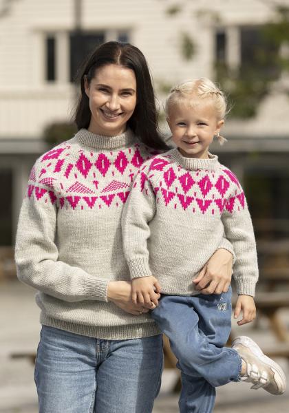 Lyngheia genser - Viking Design 2430-3B Kit - 2 - 12 år - Viking Trend Merino