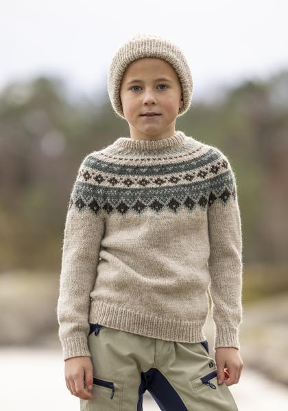 "Fjellbris" Genser - Viking Design 2525-1B Kit - 2-12 År - Viking Eco Highland Wool